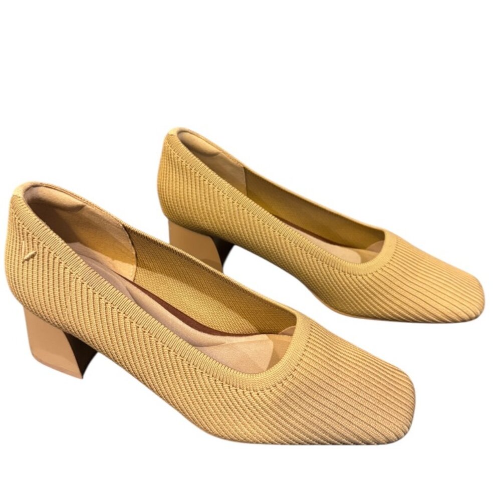 VIVAIA tan square toe block heels pump Margot 2.0 Size 37 EUC